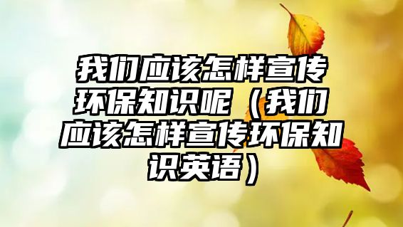 我們應該怎樣宣傳環(huán)保知識呢（我們應該怎樣宣傳環(huán)保知識英語）