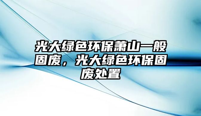 光大綠色環(huán)保蕭山一般固廢，光大綠色環(huán)保固廢處置