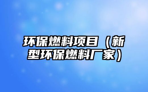 環(huán)保燃料項目（新型環(huán)保燃料廠家）