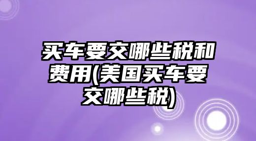 買車要交哪些稅和費(fèi)用(美國(guó)買車要交哪些稅)