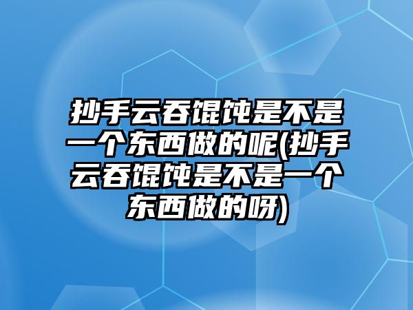 抄手云吞餛飩是不是一個(gè)東西做的呢(抄手云吞餛飩是不是一個(gè)東西做的呀)