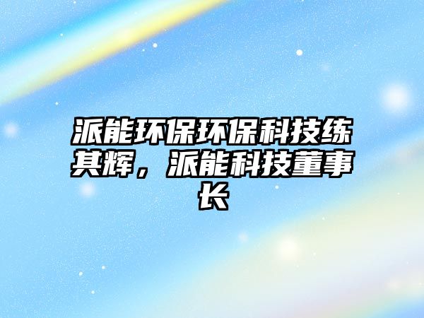 派能環(huán)保環(huán)?？萍季毱漭x，派能科技董事長