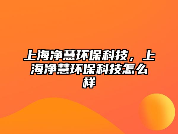 上海凈慧環(huán)保科技，上海凈慧環(huán)保科技怎么樣